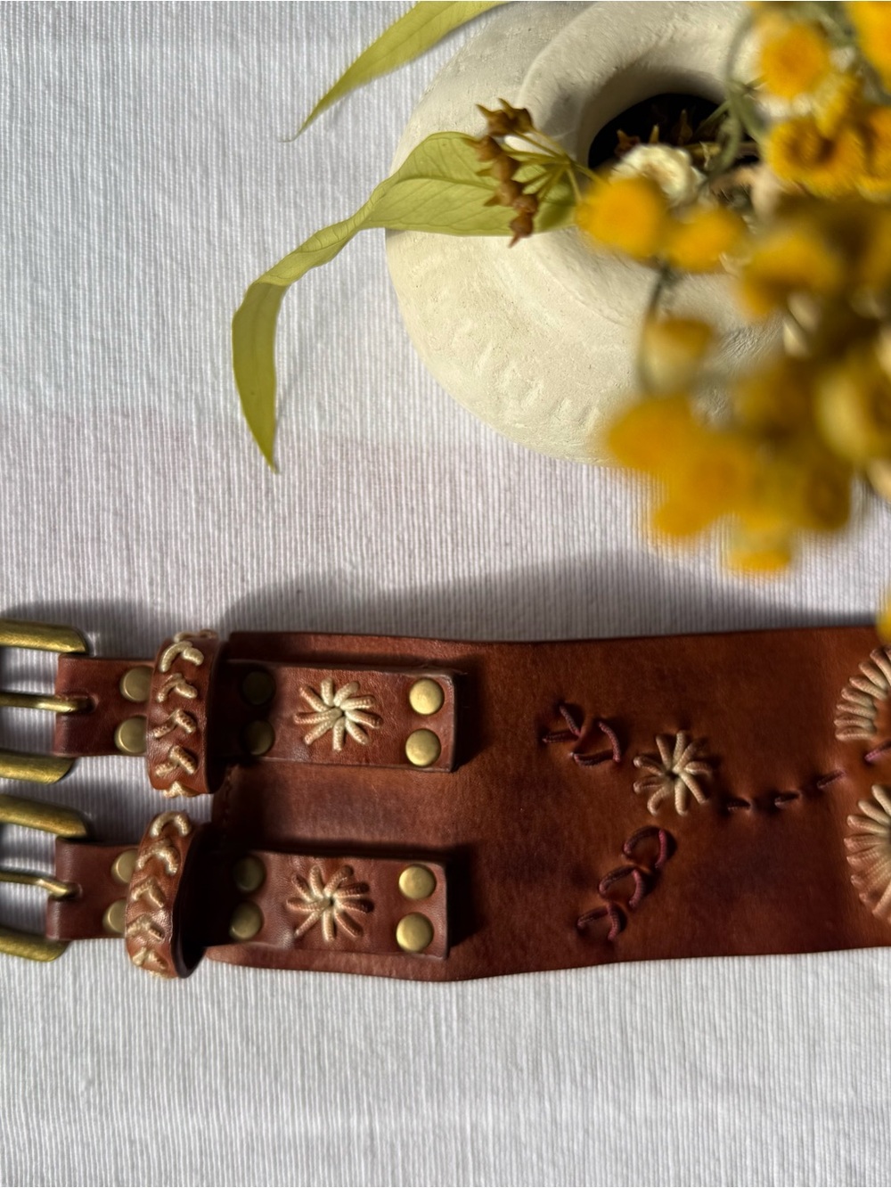 Free People Leather Corset Belt with Double Buckle S/M - Picture 2 of 6